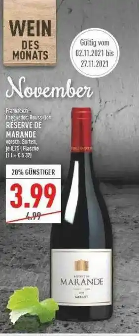 Marktkauf Frankreich - Languedoc-roussillon Reserve De Marande Angebot