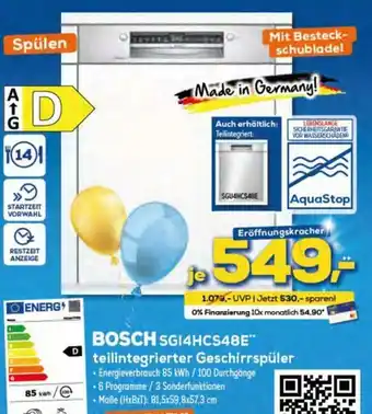 Euronics Bosch SGI4HCS48E teilintegrierter Geschirrspüler Angebot