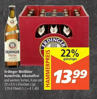 Marktkauf Erdinger Weißbier Naturtrüb Alkoholfrei Angebot