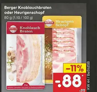 Netto Marken-Discount Berger Knoblauchbraten Oder Heurigenschopf Angebot