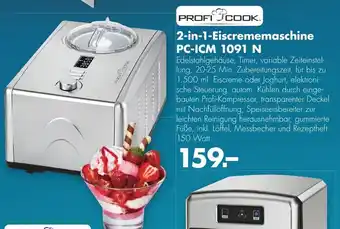 Handelshof Profi Cook  2in 1 Eiscrememaschine PC-ICM 1091 N Angebot