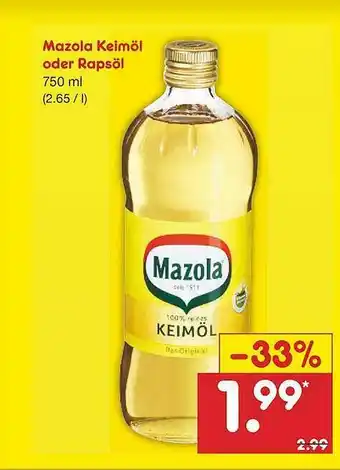 Netto Marken-Discount Mazola Keimöl Oder Rapsöl Angebot