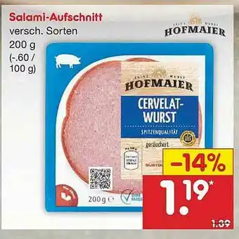 Netto Marken-Discount Salami-aufschnitt Hofmaier Angebot