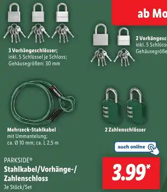 Lidl PARKSIDE Stahlkabel/Vorhänge/ Zahlenschloss Angebot
