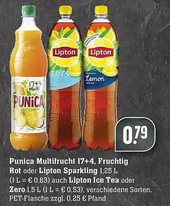 E-Center Punica Multifrucht 17+4, Fruchtig Rot Oder Lipton Sparkling Lipton Ice Tea Oder Zero Angebot