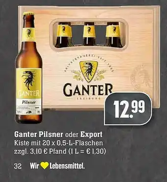 E-Center Ganter Pilsner Oder Export Angebot