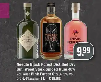 E-Center Needle Black Forest Distilled Dry Gin, Wood Storck Spiced Rum Oder Pink Forest Gin Angebot