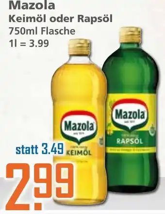 Klaas und Kock Mazola Keimöl oder Rapsöl 750ml Angebot