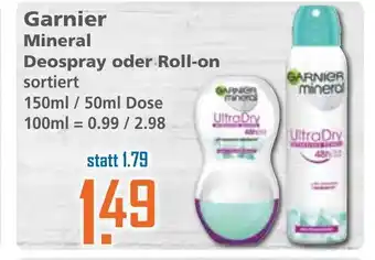 Klaas und Kock Garnier Mineral Deospray 150ml oder Roll on 50ml Angebot