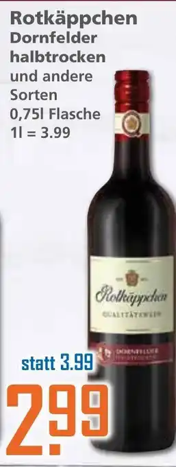 Klaas und Kock Rotkäppchen Dornfelder halbtrocken 0,75L Angebot
