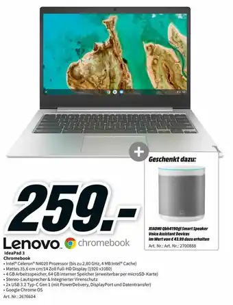 MediaMarkt Lenovo IdeaPad 3 Chromebook Angebot