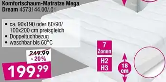 Möbel Boss Komfortschaum Matratze Mega Dream Angebot