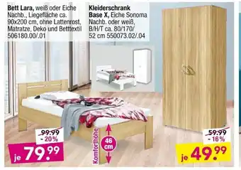 Möbel Boss Bett Lara oder Kleiderschrank Base X Angebot