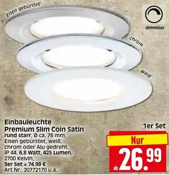 Herkules Baumarkt Einbauleuchte Premium Slim Coin Satin Angebot