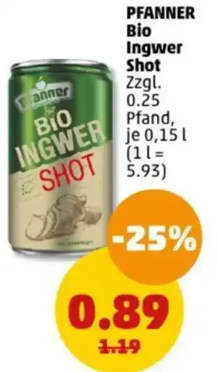 PENNY PFANNER Bio Ingwer Shot 0,15 L Angebot