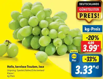 Lidl Helle, kernlose Trauben, lose Angebot