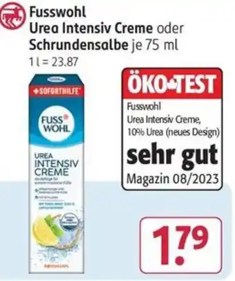 Rossmann Fusswohl Urea Intensiv Creme oder Schrundensalbe 75 ml Angebot