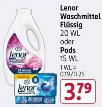 Rossmann Lenor Waschmittel Flüssig 20 WL oder Pods 15 WL Angebot