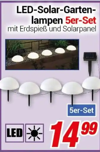 CENTERSHOP LED-Solar-Garten- lampen 5er-Set Angebot