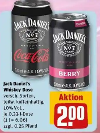 REWE Jack Daniel's Whiskey Dose 0,33 l Dose Angebot