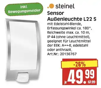 Herkules Baumarkt steinel Sensor Außenleuchte L22 S Angebot