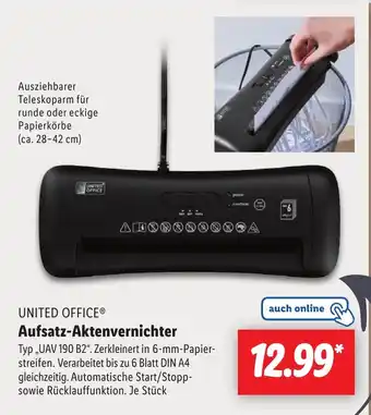 Lidl UNITED OFFICE Aufsatz-Aktenvernichter Angebot