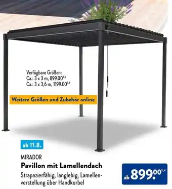 Aldi Süd MIRADOR Pavillon mit Lamellendach Angebot
