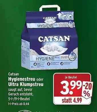 Wasgau Catsan Hygienestreu oder Ultra Klumpstreu Angebot