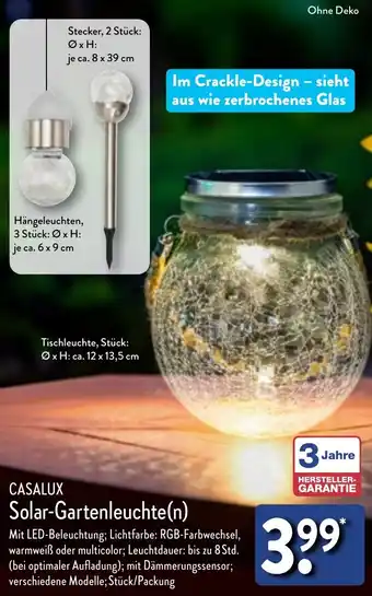 Aldi Nord CASALUX Solar-Gartenleuchte(n) Angebot