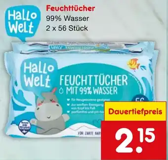 Netto Marken-Discount Hallo Welt Feuchttücher 2 x 56 Stück Angebot