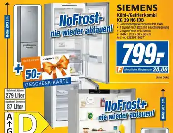 expert Techno Land SIEMENS Kühl-/Gefrierkombi KG 39 N6 IDB Angebot