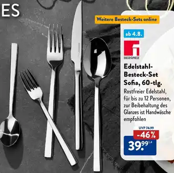 Aldi Nord BERGNER Edelstahl Besteck-Set Sofia, 60-tlg. Angebot