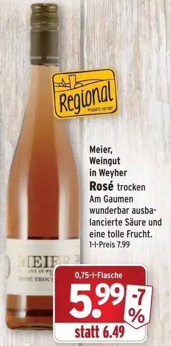 Wasgau Meier Weingut in Weyher Rose trocken 0,75L Angebot