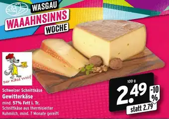 Wasgau Schweizer Schnittkäse Gewitterkäse 100g Angebot