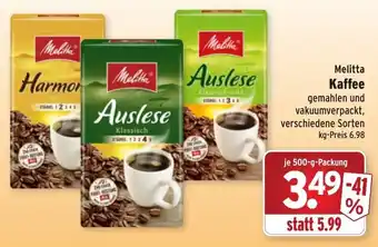 Wasgau Melitta Kaffee 500g Angebot