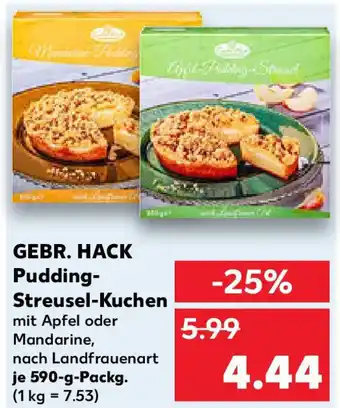 Kaufland GEBR. HACK Pudding- Streusel-Kuchen 590 g Packg. Angebot