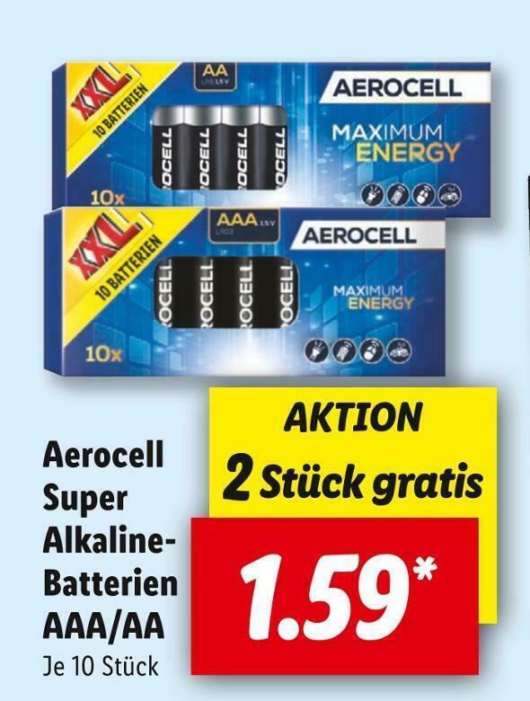 Aerocell super alkalinebatterien Angebot bei Lidl