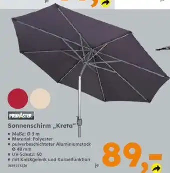 Globus Baumarkt PRIMASTER Sonnenschirm „Kreta“ Angebot