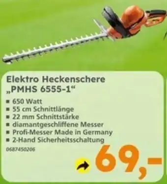 Globus Baumarkt PRIMASTER Elektro Heckenschere „PMHS 6555-1“ Angebot