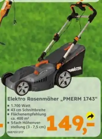 Globus Baumarkt PRIMASTER Elektro Rasenmäher „PMERM 1743“ Angebot