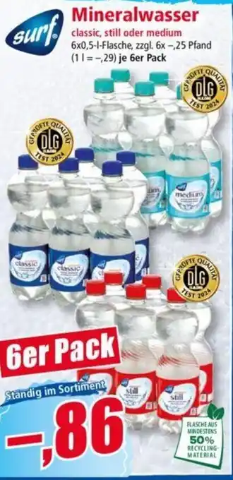 Norma surf Mineralwasser 6x0,5-l-Flasche Angebot