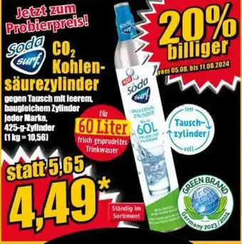 Norma Soda Co2 Kohlen- säurezylinder 425 g Zylinder Angebot