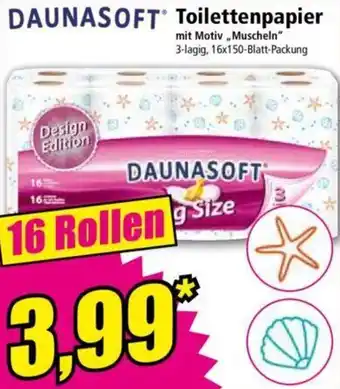 Norma DAUNASOFT Toilettenpapier 3-lagig, 16x150-Blatt-Packung Angebot