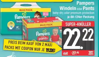 E-Center Pampers Windeln oder Pants baby-dry oder premium protection 60-124er Packung Angebot