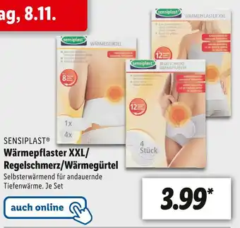 Lidl Sensiplast wärmepflaster xxl/ regelschmerz/wärmegürtel Angebot