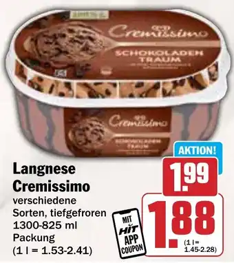 Hit Langnese Cremissimo 1300-825 ml Packung Angebot