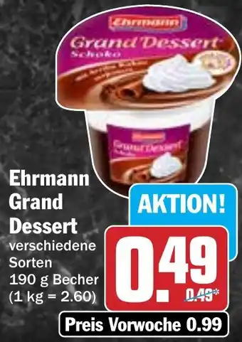 Hit Ehrmann Grand Dessert 190 g Becher Angebot