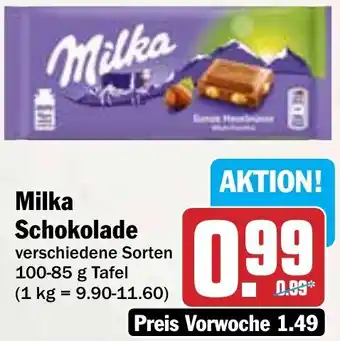 Hit Milka Schokolade 100-85 g Tafel Angebot