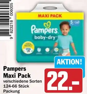 Hit Pampers Maxi Pack 124-66 Stück Packung Angebot