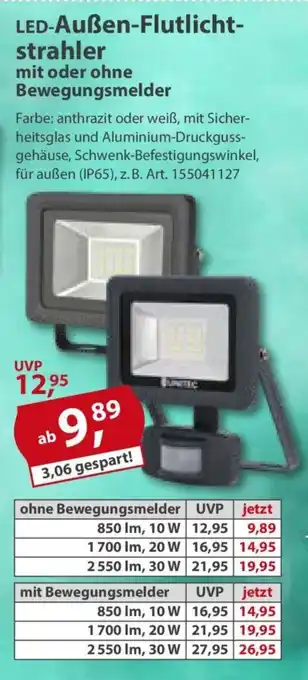 Sonderpreis Baumarkt LED-Außen-Flutlichtstrahler mit oder ohne Bewegungsmelder Angebot